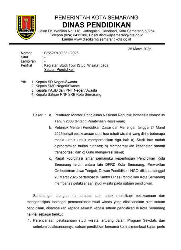 info resmi Disdik Semarang